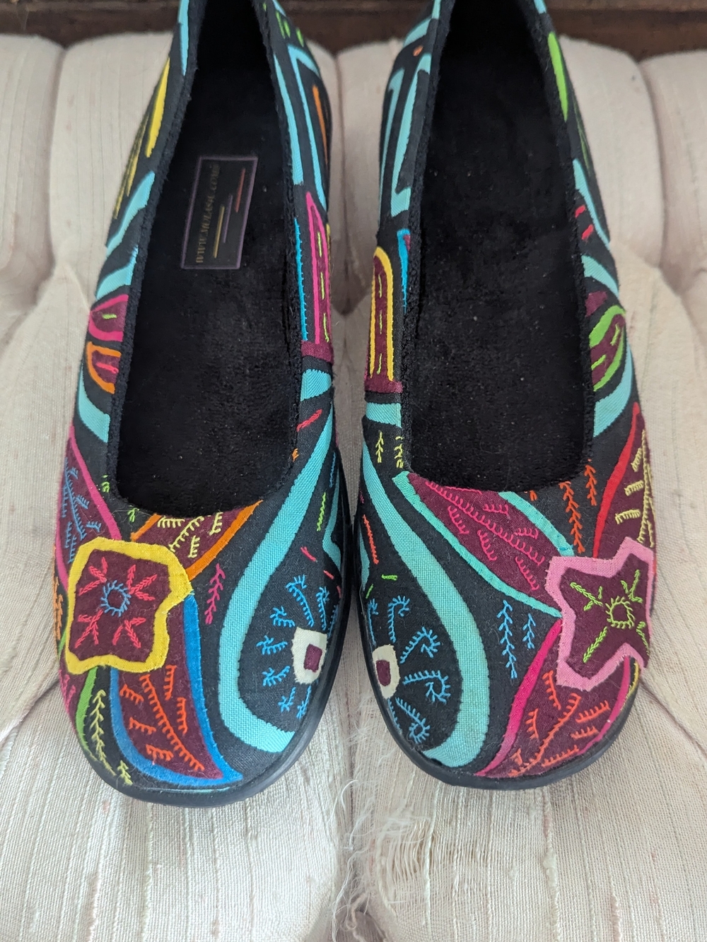 Embroidered Multicolor Ballet Flats - Women's Casual Slip-On